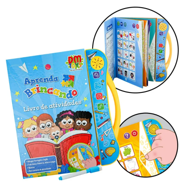  Livro de Atividades Bilíngue com Caneta Inclusa!